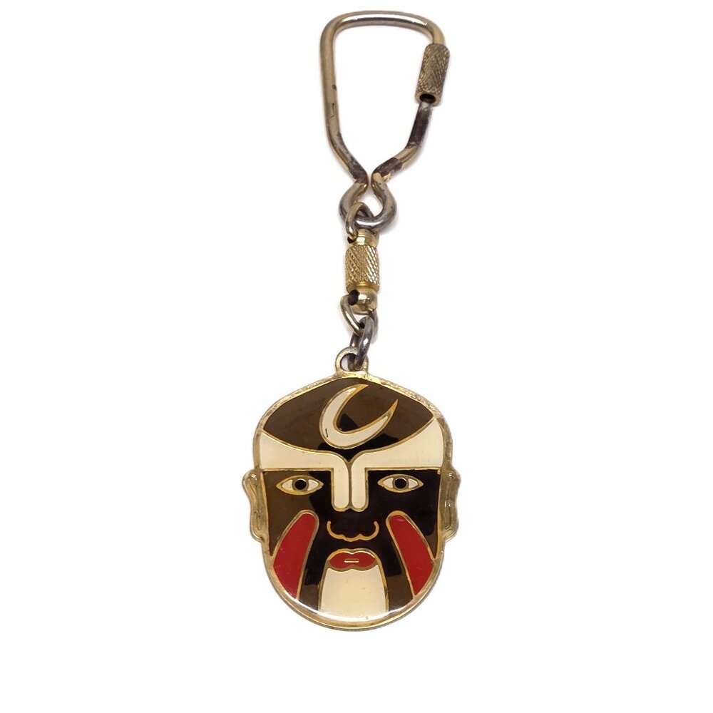 Vtg Peking Opera Mask Keychain Chef Lee's Chinese Restaurant Merch Columbus GA